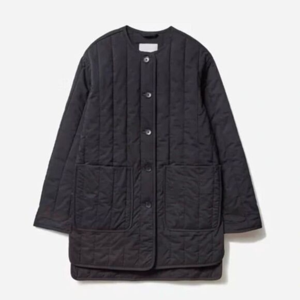 Everlane Black Cotton Quilted Coat Jacket (extra small)